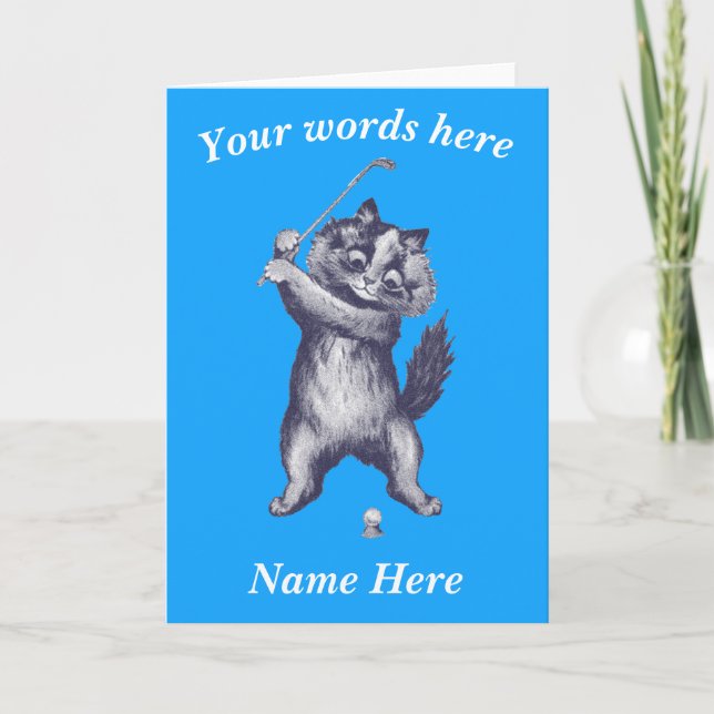 lustige Golfkatze Anpassbare Karte (Vorderseite)