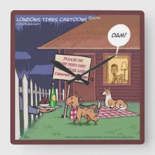 Lustige Gourmet-Hunde Quadratische Wanduhr
