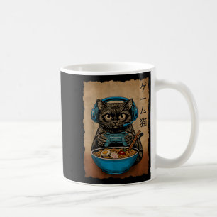 Lustige Grafik-Gamer-Katze japanische Ramen-Katze Kaffeetasse