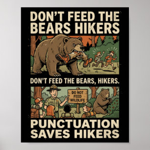 Lustige Grammatik Interpunktion rettet Wanderern e Poster