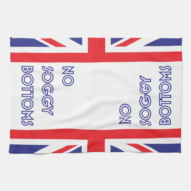 Lustige große Briten backen weg von den feuchten Geschirrtuch (Horizontal)