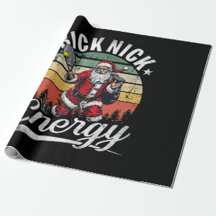 Lustige große Nick-Energie Weihnachtsmann Tennis W Geschenkpapier