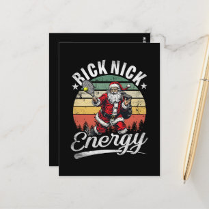 Lustige große Nick-Energie Weihnachtsmann Tennis W Postkarte