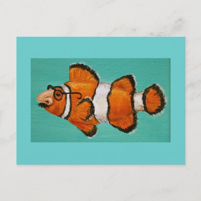lustige Groucho maskierter Clownfisch Postkarte (Vorderseite)