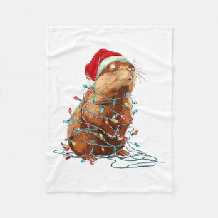 Lustige Groundhog-Weihnachtsgrafiken Tierlichter L Fleecedecke
