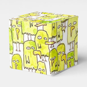 Lustige grüne Cartoon-Vögel Gefallen-Boxen Geschenkschachtel