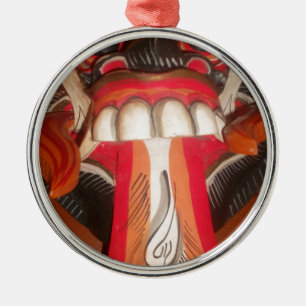 Lustige Gruselige Seltsame Zunge  Asiatisches Hall Silbernes Ornament