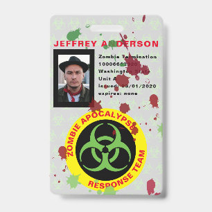 Lustige Gruselige Zombie-Apokalypse-Reaktionsteam- Ausweis