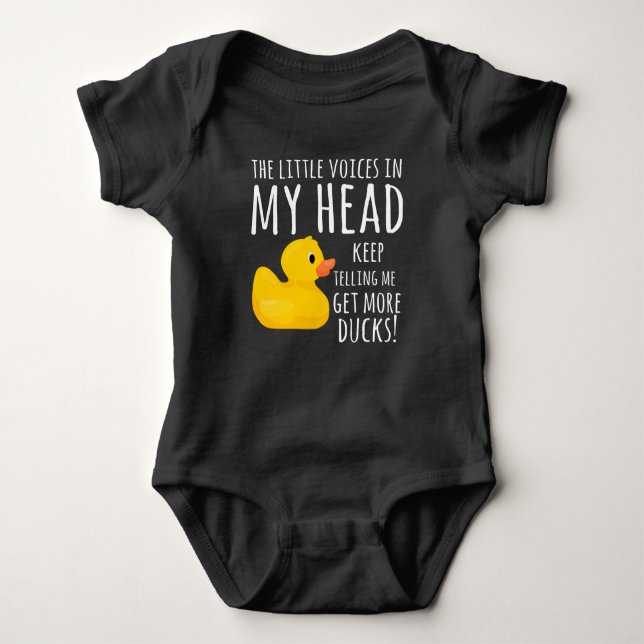 Lustige Gummi Ente Kleine Stimmen in meinem Kopf Baby Strampler (Vorderseite)