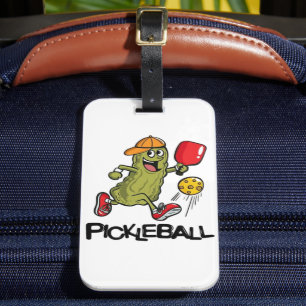 Lustige Gurke spielt Pickleball Gepäckanhänger