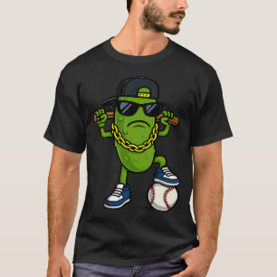 Lustige Gurke trägt Sonnenbrille Baseball Liebe T-Shirt