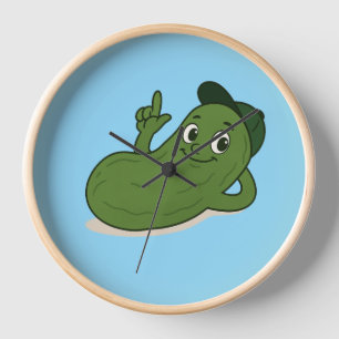 Lustige Gurkenwanduhr – Cartoon Süße Grüne Gurke Uhr