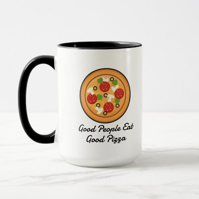lustige gute Leute essen gute Pizza Sprichwort Zit Tasse (Links)