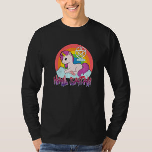 lustige Hagel Satan Einhorn Text Spaß glücklich jo T-Shirt