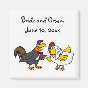 Lustige Hahn-Bräutigam-und Henne-Braut-Hochzeit Magnet