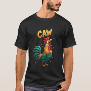 Lustige Hahn-Krähe-Hühner-Illustration Landwirtsch T-Shirt