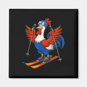 Lustige Hahn-Ski-Abenteuer-Zeichentrickfilm Magnet
