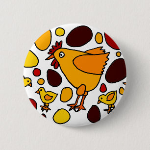 Lustige Hahn-und Huhn-Kunst abstrakt Button