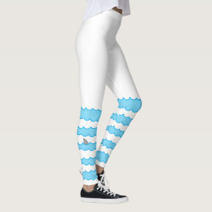 Lustige Haifisch-Flosse auf Wasser-Illustration Leggings