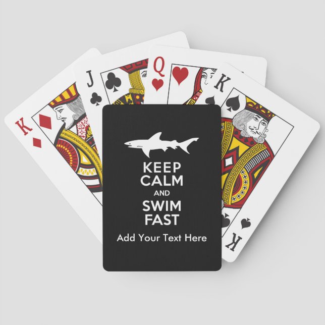 Lustige Haifisch-Warnung - behalten Sie Ruhe und Spielkarten (Rückseite)