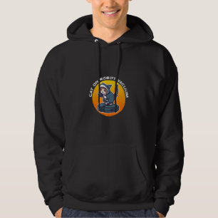 Lustige Haikatze Auf Roboter-Staubsauger Retro-Mem Hoodie