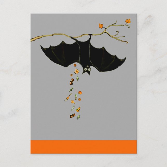 Lustige Halloween-Fledermaus Postkarte (Vorderseite)