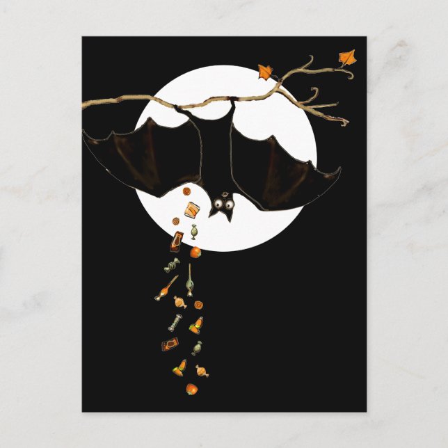 Lustige Halloween-Fledermaus Postkarte (Vorderseite)
