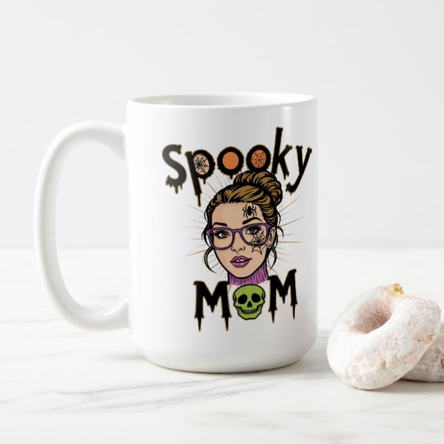Lustige Halloween Gruselmutter Hexenmutter Kaffeetasse (Mit Donut)