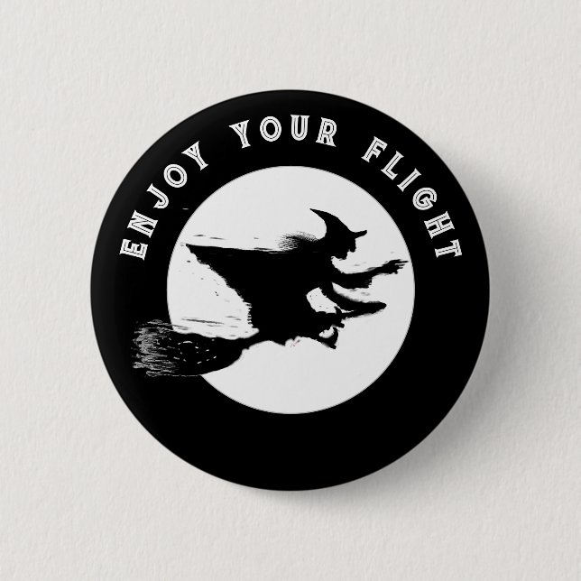 Lustige Halloween-Hexe Button (Vorderseite)