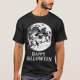 Lustige Halloween Hexe Pug Mond Süßigkeiten oder S T-Shirt