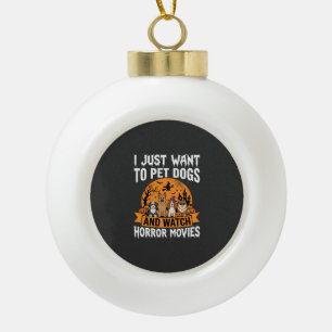 Lustige Halloween-Hunde-Horrorfilme-Vektor Keramik Kugel-Ornament