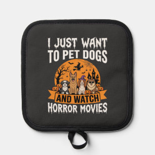 Lustige Halloween-Hunde-Horrorfilme-Vektor Topflappen