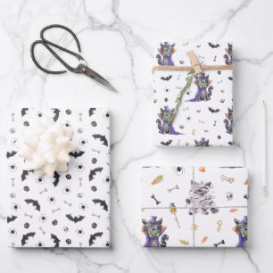 Lustige Halloween-Katze Geschenkpapier Set