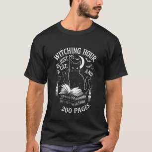 Lustige Halloween-Katze liest Buchliebhaber-Zitat T-Shirt