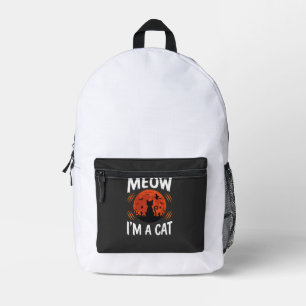 Lustige Halloween-Katzen-Mond-Silhouette Grafik Bedruckter Rucksack