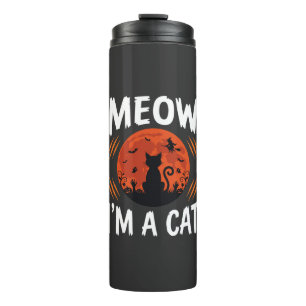 Lustige Halloween-Katzen-Mond-Silhouette Grafik Thermosbecher