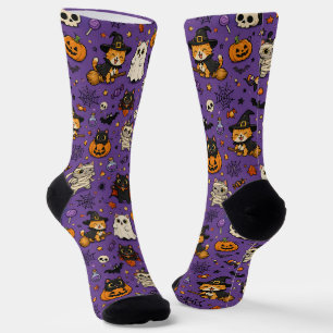 Lustige Halloween-Katzen-Socken als Geschenk für K Socken