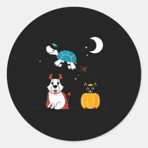 Lustige Halloween-Kostüme für Haustiere Hund schwa Runder Aufkleber