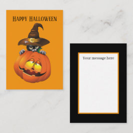 lustige Halloween Kürbiskatze hinzufügen Mitteilungskarte