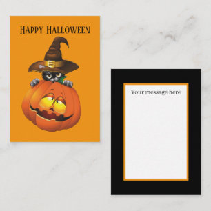 lustige Halloween Kürbiskatze hinzufügen Mitteilungskarte