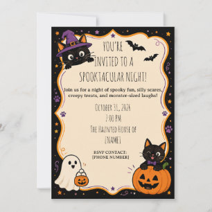 Lustige Halloween-Party-Einladung Für Katzenlieb Einladung
