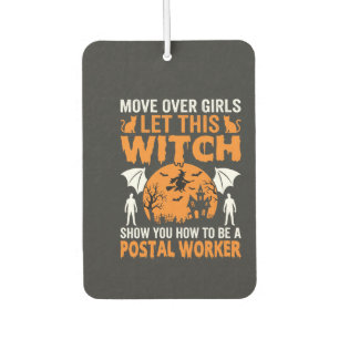 Lustige Halloween Postmitarbeiter Hexe Katze Grafi Autolufterfrischer