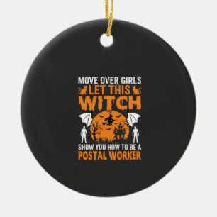 Lustige Halloween Postmitarbeiter Hexe Katze Grafi Keramik Ornament