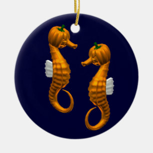 Lustige Halloween-Seepferdchen Keramik Ornament