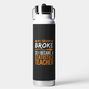 Lustige Halloween-Statistiken-Lehrer-Besen-Design Trinkflasche