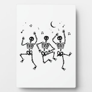 Lustige Halloween tanzende Skelette Frohe Hallowee Fotoplatte