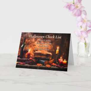 Lustige Halloween-Wein-Checkliste mit Kerzen Karte