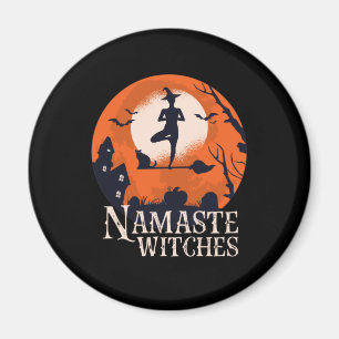 Lustige Halloween-Yoga-Liebhaberin Namaste Hexen Magnet