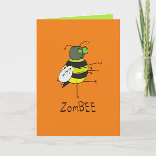 Lustige Halloween-Zombie-Biene-Grußkarte Karte