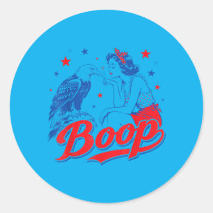 Lustige Hand Boop Nase Mädchen Adler Lustig Patrio Runder Aufkleber